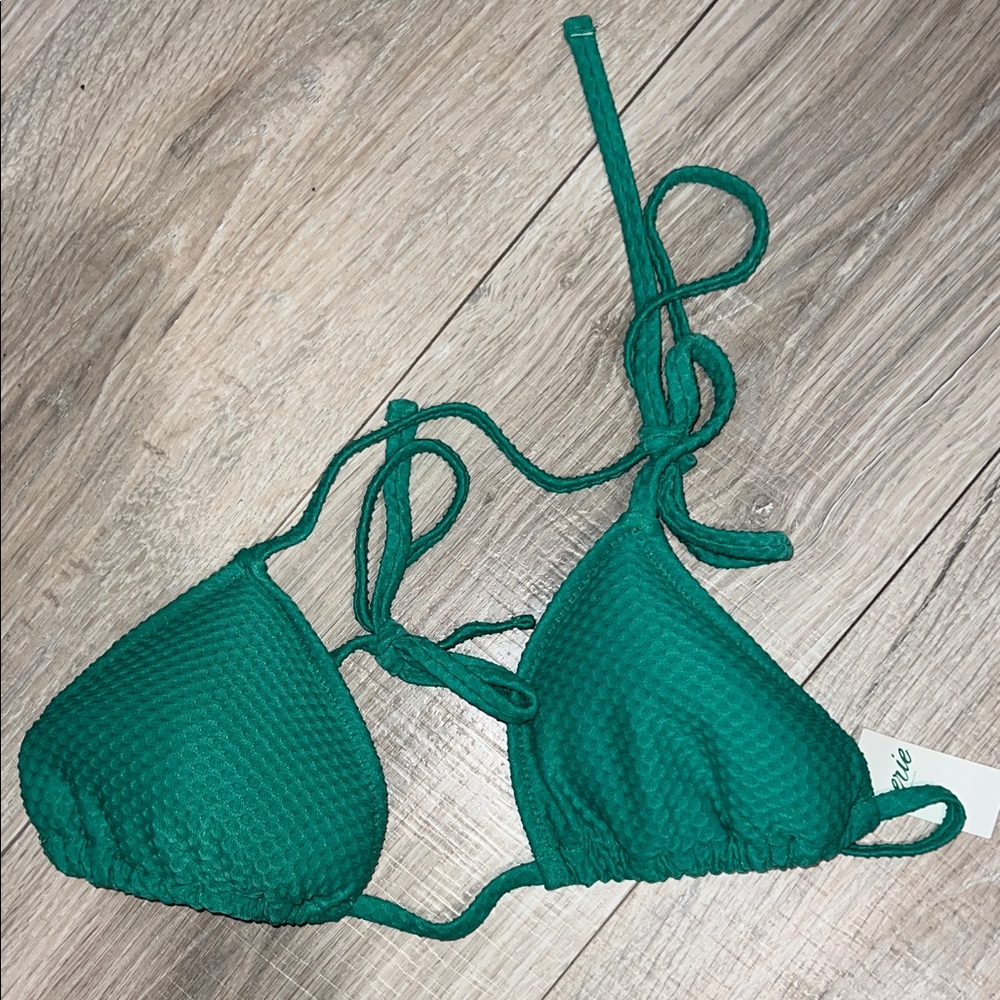 aerie Emerald Green‎ Textured Triangle Bikini Top NWT